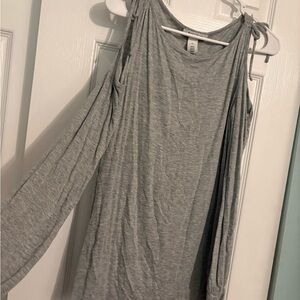 Cold Shoulder Tie-Strap Top - Gray
